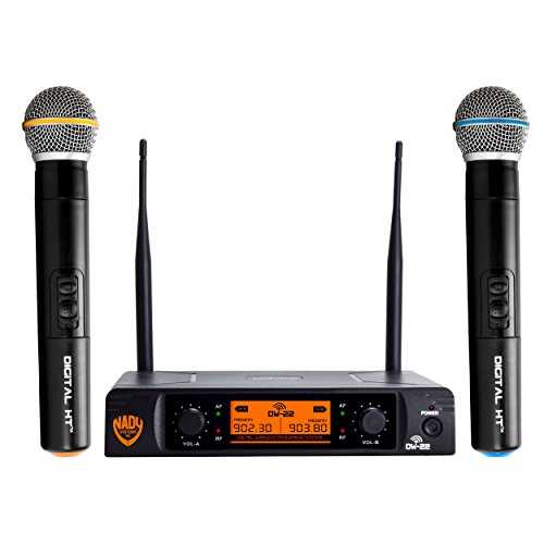 Nady DW-22 デュアル デジタル ワイヤレス ハンドヘルド マイク システム - デュアル固定 UHF 周波数 - QPSK 変調による超低遅延 - デュアル XLR および混合 1/4 インチ出力 Nady DW-22 Dual Digital Wireless Handheld Microphone System ?