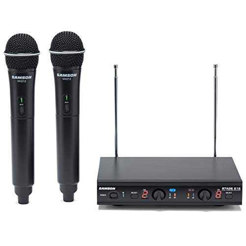 Samson Stage 212 ハンドヘルド デュアルチャンネル ワイヤレス システム、Q6 ダイナミック マイク (E バンド) 2 個付き、ブラック (SWS212HH-E) Samson Technologies Samson Stage 212 Handheld Dual-Channel Wireless System with (2) Q6 |Glomarket