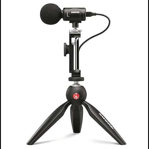 Shure MV88+ Video Kit - Digital Stereo Condenser Microphone for Apple and Android, with Manfrotto PIXI Tripod, Phone Clamp, Mount, iOS and USB-C Cables for Next-Level Connectivity (MV88+ Video KIT)｜Glomarket 45,254円