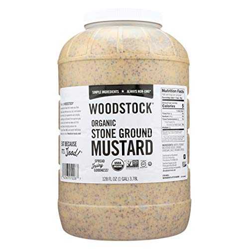 ウッドストック ファームズ オーガニック ストーングラウンド マスタード、1 ガロン -- ケースあたり 4 個。4 Woodstock Farms Organic Stoneground Mustard, 1 Gallon -- 4 per case.4