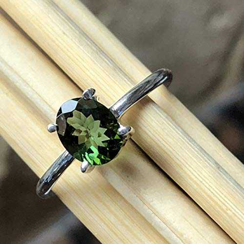 ナチュラル 1ct グリーン トルマリン 925 ソリッド スターリング シルバー エンゲージメント リング サイズ 6.5、7、7.5 Natural Rocks by Kala Natural 1ct Green Tourmaline 925 Solid Sterling Silver Engagement Ring Size 6.5, 7, 7.5