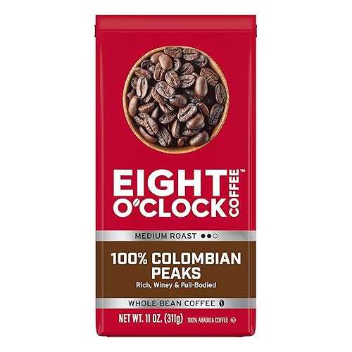 ??? ??? ?? 100% ???? ?? & ????, 11?? (6? ?) ??? ??? ?? ??, ???? ?? ? Eight O'Clock Coffee 100% Colombian Peaks Whole Bean Coffee, Medium Roast, 11 Ounce (Pack of 6) - Ri