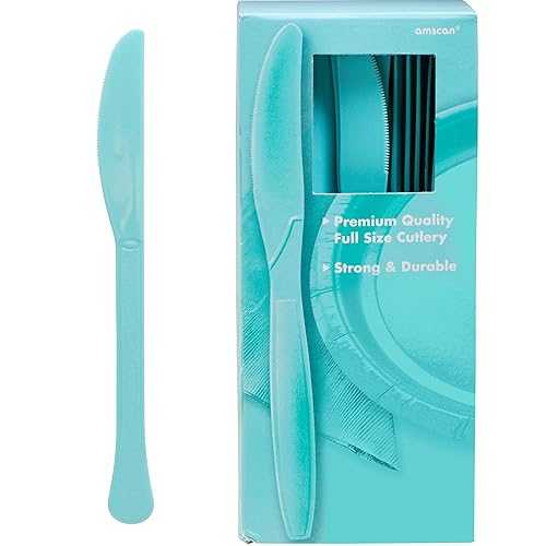 Amscan Big Party Pack Plastic Knives, 8.1 x 3.5, Robins-Egg Blue画像