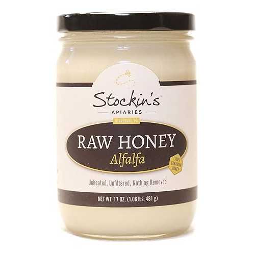 Stockin's Apiaries Raw Alfalfa Honey, Unheated, Unfiltered, & Nutritious, 17 Oz.