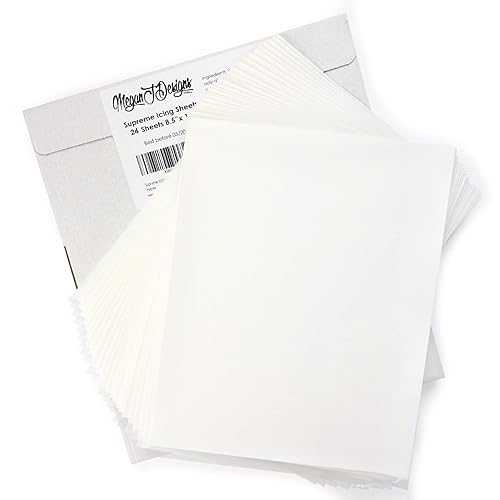 Supreme Icing Sheets 24 Pack Premium White Flexible Edible Frosting Printer Paper Cake Decoration 8.5\