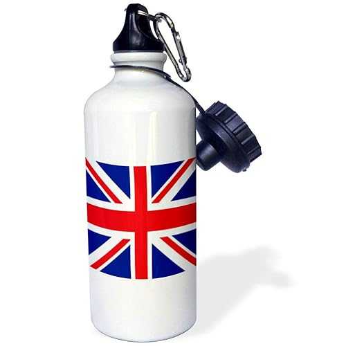 3dRose United Kingdom Flag Sports Water Bottle, 21 oz, White画像