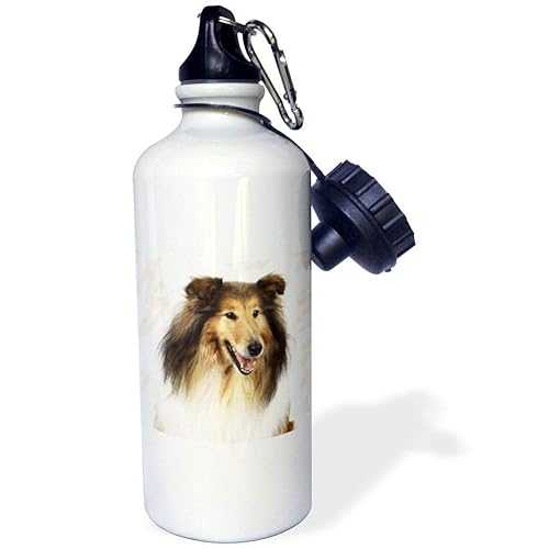 3dRose Rough Collie Portrait Sports Water Bottle, 21 oz, White 5,194円