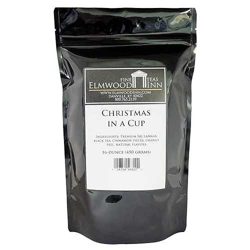 Elmwood Inn Fine Teas、クリスマスインアカップシナモン紅茶、16オンスポーチ Elmwood Inn Fine Teas, Christmas in a Cup Cinnamon Black Tea, 16-Ounce Pouch