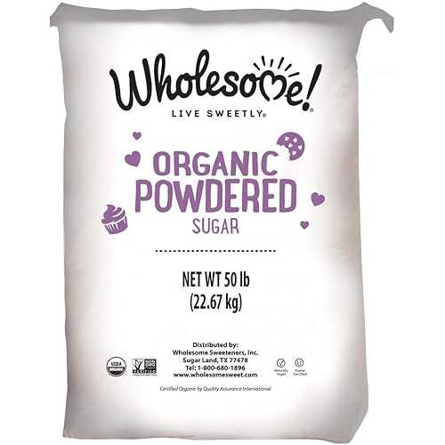 Surf Sweets Wholesome Fair Trade Organic Powdered Sugar, Naturally Flavored Real Sugar, Non GMO & Gluten Free, 50 Pound (Pack of 1)