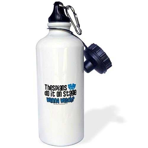 3dRose Thespians Do It on Stage Sports Water Bottle, 21 oz, White