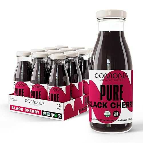 Pomona Organic Juices Pomona Organic Pure Black Cherry Juice, Cold Pressed Organic Juice, Non-GMO, No Sugar Added, Not from Concentrate, Gluten Free, Kosher Certified, Preservative Free 8.4 Ounce (Pack of 12),