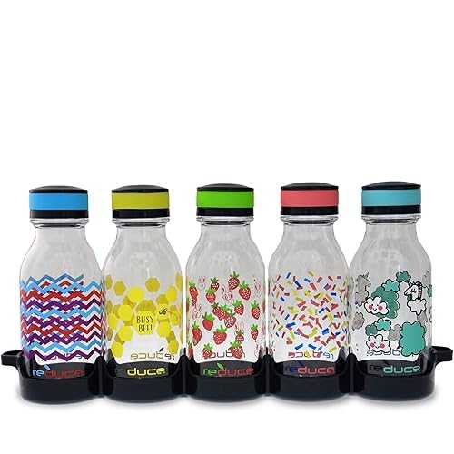 REDUCE WaterWeek Refillable Water Bottles, 14 薬局衡オンス - Includes 5 WaterWeek Leak Proof Tritan Reusable Water Bottles - Includes Fridge Tray - Berry Fun