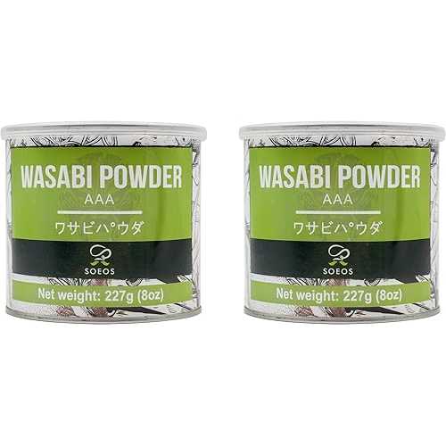 わさび Soeos Premium Wasabi Powder 2 Pack of 8oz, 16 oz in Total, with Real Wasabi, Grade AAA Powder, Sushi Powdered, Root for Sushi, Fresh Bulk., green
