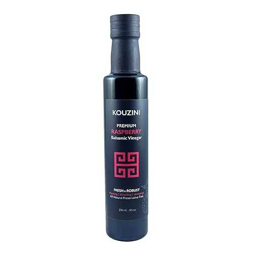 Kouzini Ultra Premium Raspberry Balsamic Vinegar, Aged Balsamic Vinegars from Modena, Italy, Premium, Smooth & Full-Bodied Flavor, 250ml Bottle