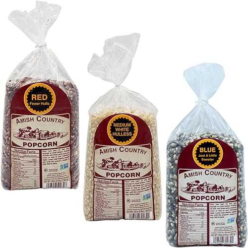 その他 Amish Country Popcorn | 2 LB of Red, 2 LB of Medium White, & 2 LB of Blue Kernels | Old Fashioned, Non-GMO and Gluten Free