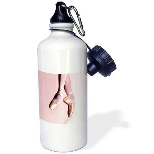 3dRose Ballet Slippers Sports Water Bottle, 21 oz, White