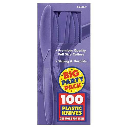 Amscan New Purple Big Party Pack Plastic Knives, 9.8 x 7.5 x 8.8 inches画像