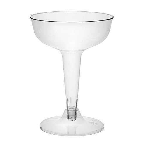 Party Essentials Disposable Hard Plastic Two Piece 4 oz. Toasting Cocktail Cups, 50-Count, Clear Champagne Glasses