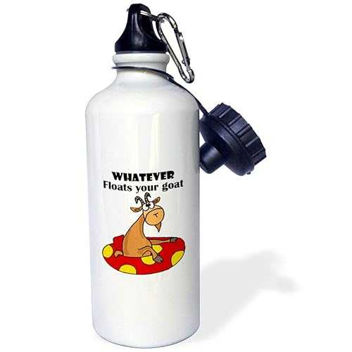 3dRose Funny Inner Tube Says Whatever Floats Your Goat Sports Water Bottle, 21Oz, Multicolored