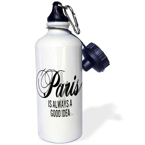 3dRose Paris is Always A Good Idea Over A Gray Eiffel Tower Sports Water Bottle, 21Oz, Multicolored 4,860円