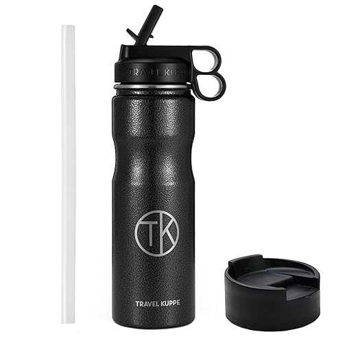 Travel Kuppe Vacuum Insulated Cycling Sports Water Bottle / Bike Water Bottle Insulated w/Straw \u0026 Sip Lid / Stainless Steel Cycling Water Bottle / Sports Water Bottle Insulated \u0026 Scratch Resistant