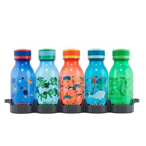 REDUCE WaterWeek Refillable Water Bottles, 14 薬局衡オンス - Includes 5 WaterWeek Leak Proof Tritan Reusable Water Bottles - Includes Fridge Tray - Navigate