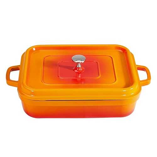 GET G.E.T. CA-010-O/BK Heiss Energy-Efficient Cast Aluminum Roaster Pan with Lid, 5 Quart, Orange