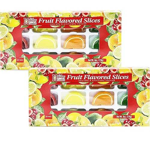 Passover Parve フルーツ剥き身、6 薬局衡オンス、2 容器に並べる Holiday Candies Passover Parve Fruit Slices, 6 薬局衡オンス, 2-Pack