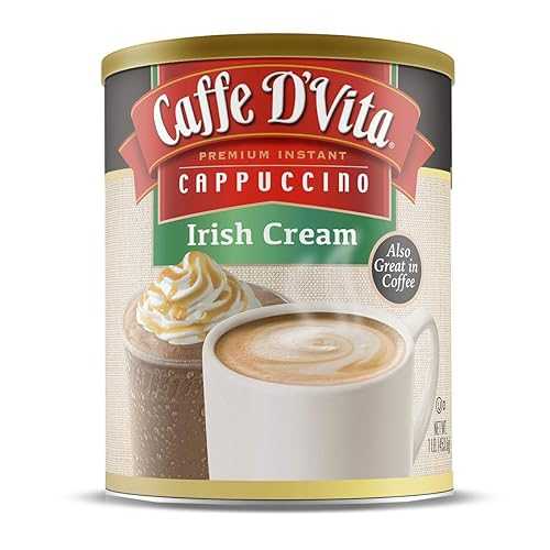 Caffe D'Vita Caffe D’Vita Irish Cream Cappuccino Mix - Irish Cream Coffee, Irish Coffee, Gluten Free, No Cholesterol, No Hydrogenated Oils, No Trans Fat, 99% Caffeine Free, Instant Coffee - 16 Oz Can, 6-Pack