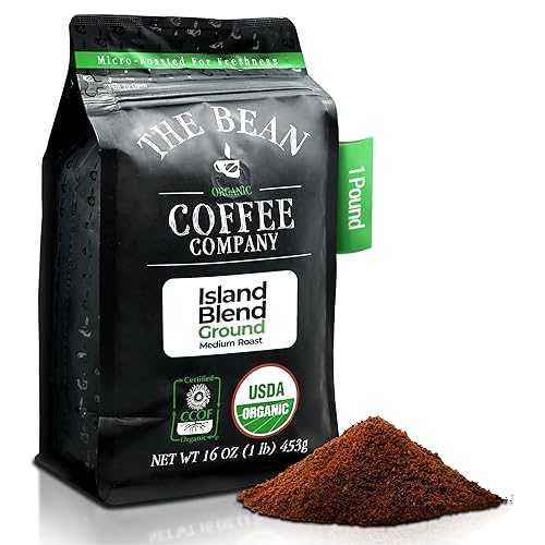 The Bean Coffee Company The Bean Organic Coffee Company Island Blend, Medium Roast, Ground Coffee, 16-Ounce Bag,Caf・・ molido tostado organico