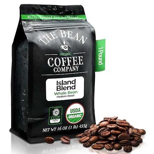 The Bean Coffee Company The Bean Organic Coffee Company Island Blend, Medium Roast, Whole Bean Coffee, 16-Ounce Bag