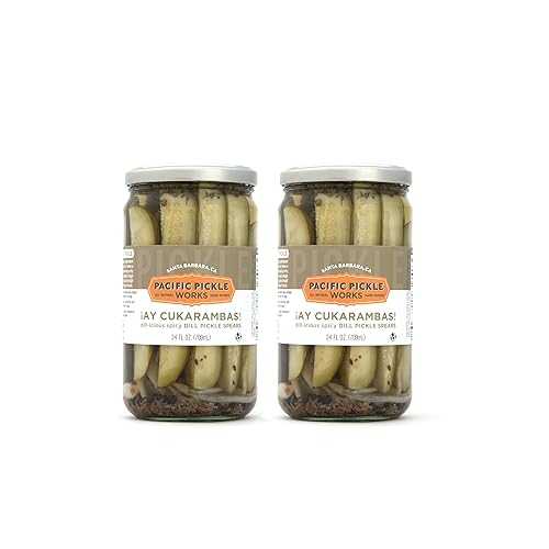 Pacific Pickle Works Ay Cukarambas - Spicy Dill Pickle Spears with Garlic, Jalape・・o - Gourmet Hot Pickles for Sandwiches, Snacking - non-GMO, Kosher, Gluten-Free 24oz Jar (2-pack)