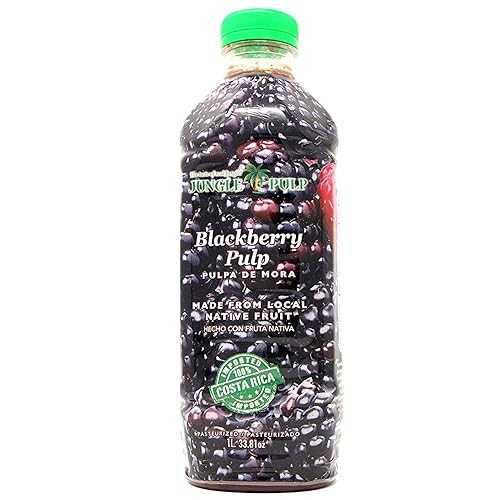 Jungle Pulp BLACKBERRY Puree, Costa Rica Blend, Topping, Flavoring, Better than Syrup, for Cocktails, Desserts, Smoothies, Ice Tea, Jelly and Margaritas. 33.81 Ounce / 1 Liter