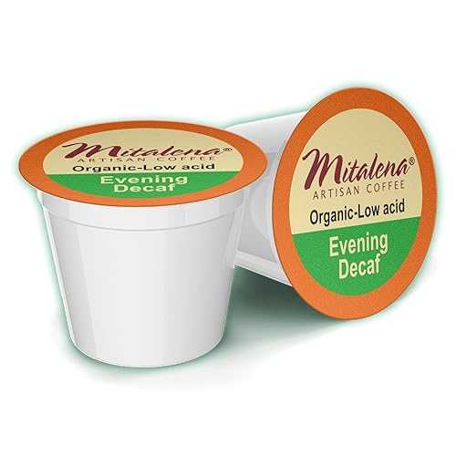 Mitalena Gourmet Coffee Mitalena Artisan Coffee - Evening Decaf Organic Low Acid Coffee Pods, Water Process, Naturally Low Acid, Compatible with Keurig Coffee Maker, Chemical Free, Naturally Low Acid, 72 K Cups