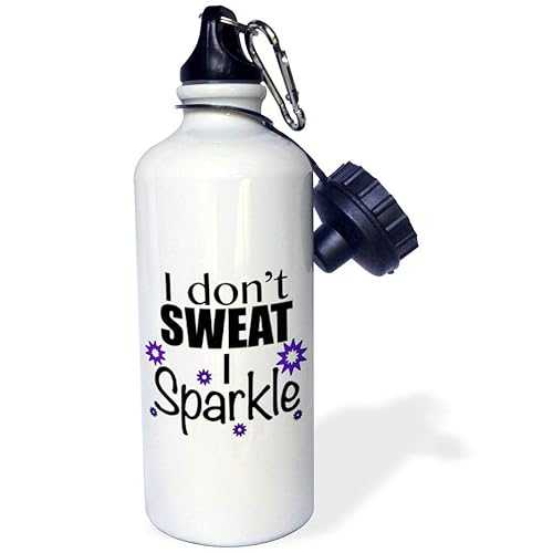 3dRose I dont sweat I sparkle, Purple Sports Water Bottle, 21 oz, Multicolor