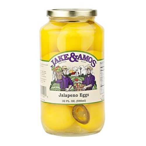 ジェイク＆アモス ハラペーニョピクルスエッグ、32オンス 瓶 Jake & Amos Jalapeno Pickled Eggs, 32 Oz. Jar