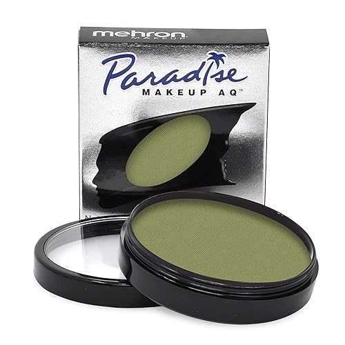 Mehron Makeup Paradise Makeup AQ Pro Size | Stage & Screen, Face & Body Painting, Special FX, Beauty, Cosplay, and Halloween | Water Activated Face Paint & Body Paint 1.4 oz (40 g) (Olive)