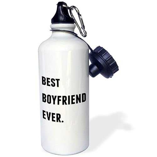 3dRose Best Boyfriend Ever, Black Letters On A White Background Sports Water Bottle, 21 oz, Multicolor 4,878円