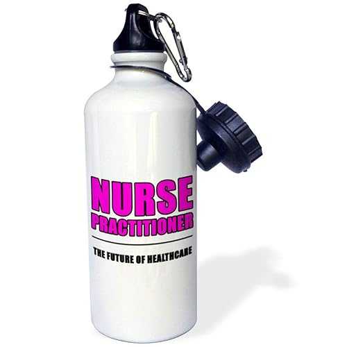 3dRose Nurse Practitioner The Future of Healthcare Pink Sports Water Bottle, 21 oz, White