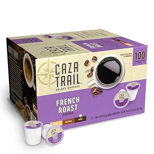 コーヒー豆 Caza Trail Coffee Pods, French Roast, Single Serve (Pack of 100) (Packaging May Vary)