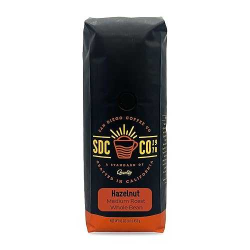 San Diego Coffee Hazelnut, Medium Roast, Whole Bean Coffee, 16-Ounce Bag Caf・・ en grano tostado