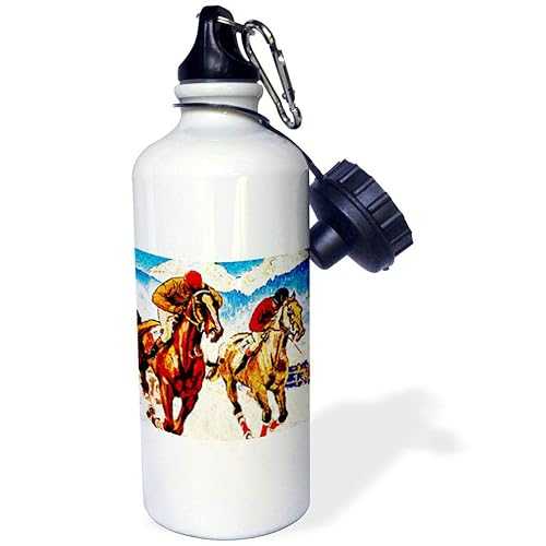 3dRose Close Horse Race Artwork-Sports Water Bottle, 21oz , Multicolored