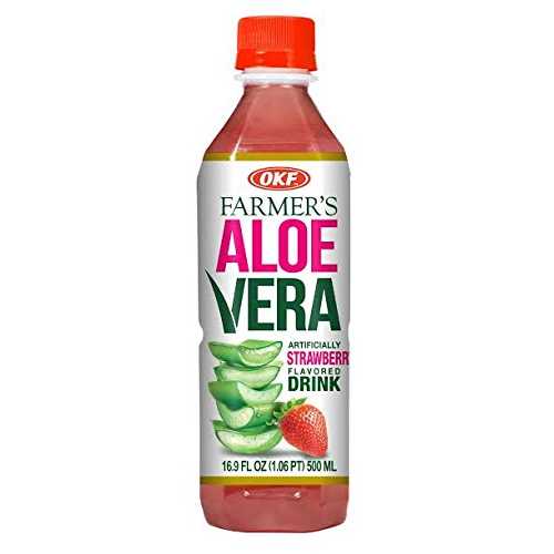 OKF アロエベラ ドリンク 16.9 オンスボトル (ストロベリー、6 パック) OKF Farmers OKF Aloe Vera Drink in 16.9 Ounce Bottles (Strawberry, 6 Pack)