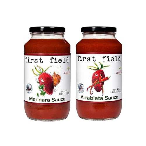 First Field Premium Pasta Variety Pack Marinara & Arriabbiata Sauce 100% Jersey Fresh Tomatoes by the NJDA Gluten Free 25 oz Pack of 2
