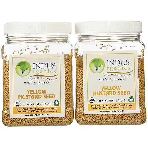 粒 Indus Organics Indus Organic Yellow Mustard Seeds 16 Oz Jar (1X2), Freshly Packed