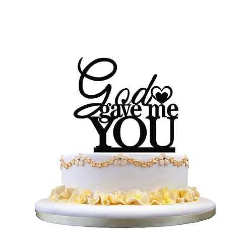 zhongfei Wedding cake topper god gave me you,heart silhouette acrylic cake topper画像
