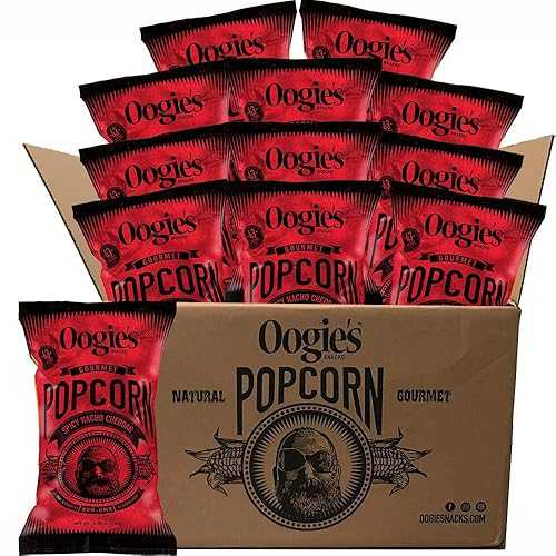 Oogie's Gourmet Popcorn | 12 Pack | Spicy Nacho Cheddar Flavor | Gluten Free Popcorn Snacks | 4.25 Ounce Big Bag