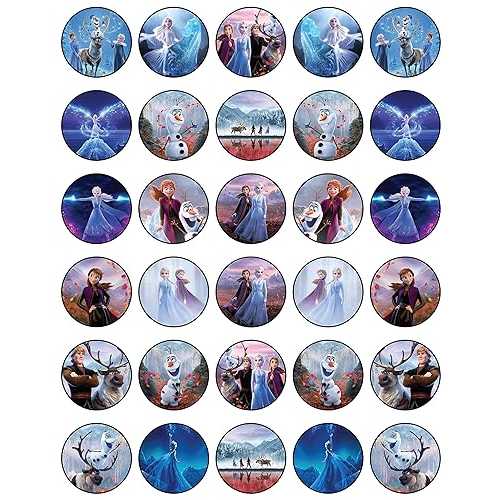 NATURAL BEHAVIOUR 30 x Edible Cupcake Toppers ? Winter Princess Inspired Collection of Edible Cake Decorations | Uncut Edible on Wafer Sheet