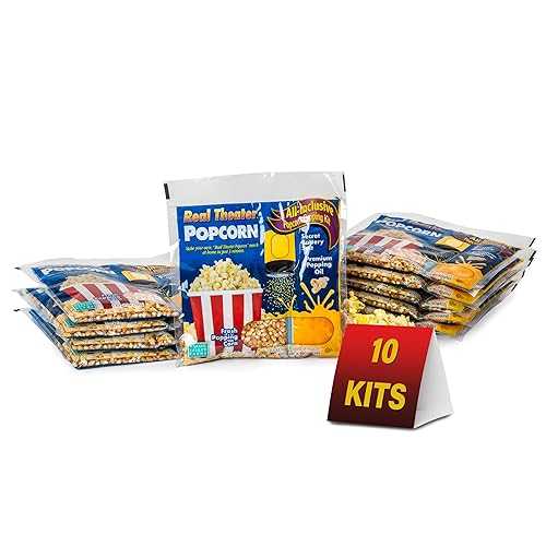 Wabash Valley Farms Theater Popcorn Kits - 10 Pre-Portioned Popcorn Machine Popcorn Packets, Popcorn Kernels for Popcorn Machine, 10 Pop Corn Packs