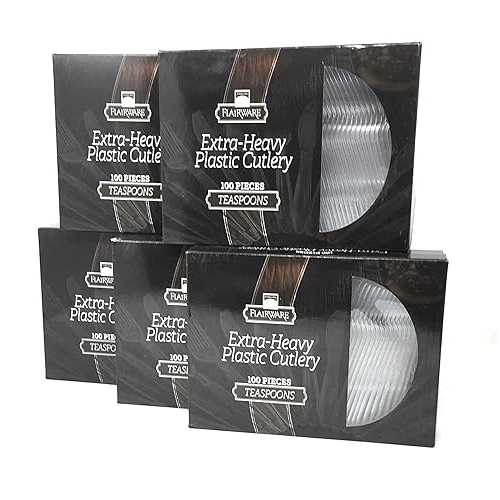 Fineline Settings 500-Piece Extra Heavy Cutlery Teaspoons, Clear. 5x 100 Packs (Packaging Design May Vary)